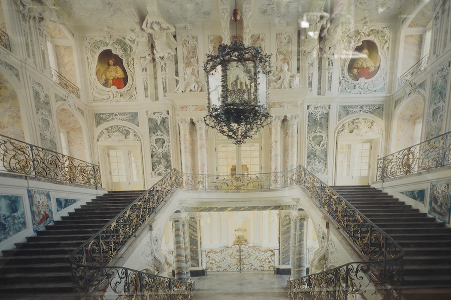 Contemporary colour print, 'Baroque grand staircase, Augustusburg Castle, Germany', 98 x 147cm